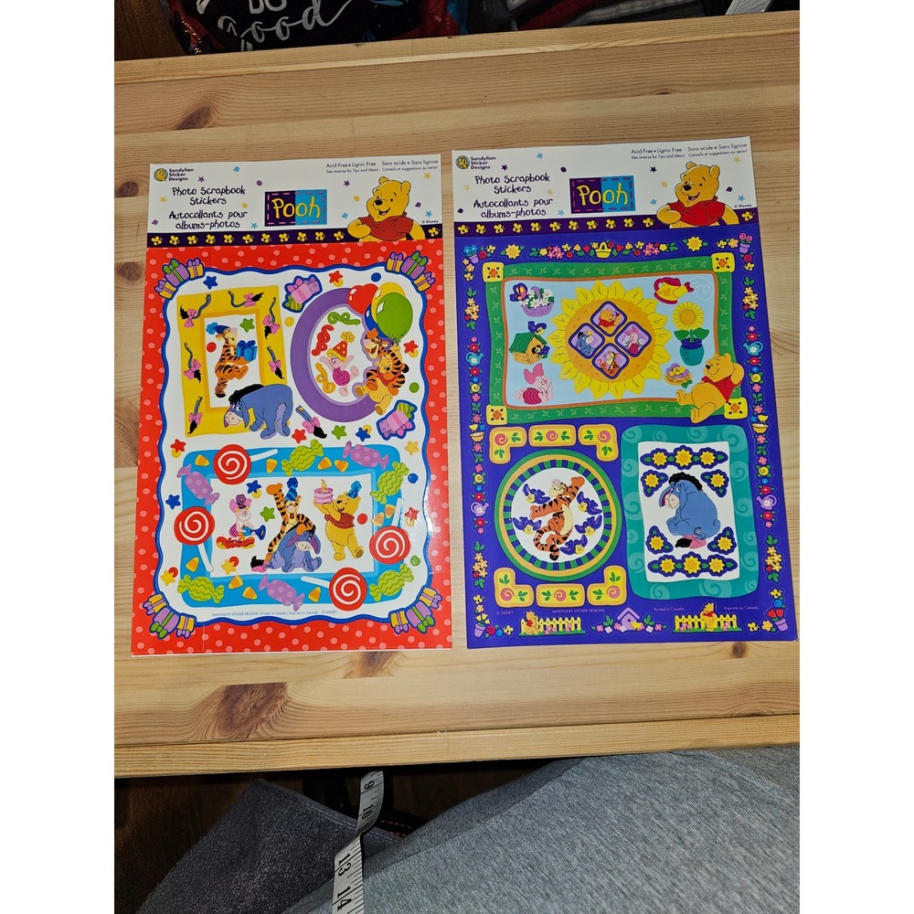 2 Sheets Vintage‎ Sandylion POOH Photo Scrapbook Stickers